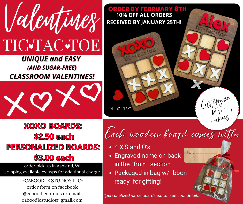Valentine Tic Tac Toe Wooden Boards